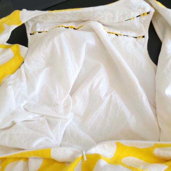 Lilly Pulitzer Linen Shift Dress Yellow Polka Dot Mod Buttons Sleeveless 4 - Picture 9 of 13